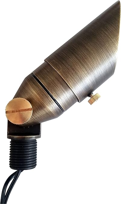 Professional Quality 12V Outdoor Landscape Light Constructed of Solid Brass. Mini-SPOT MR11 12V Fixture Wire and Spike