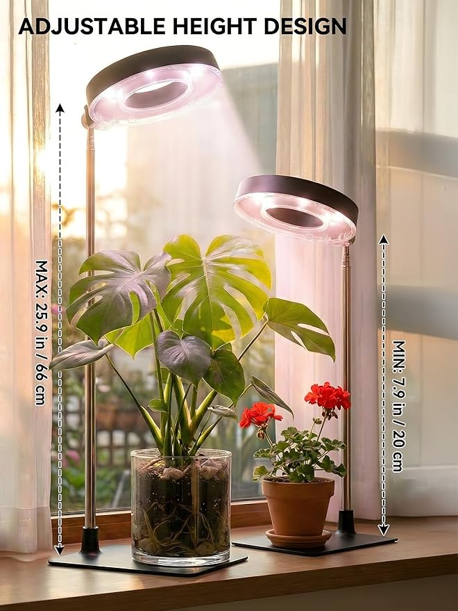 2pcs Full Spectrum Magnetic LED Grow Light by Smeileas Plant Lamp with Detachable Head Adjustable Height 3/6/9H Timer &amp 4-Level Brightness for Seedlings Herbs