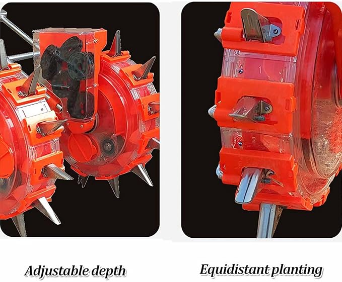 Two-Wheeled Hand-Push Roller Seeder Garden Push Seeder Planter Precision Manual Roller Seeding Machine for Soy Peanut Corn Cotton Soybean 12 Mouths