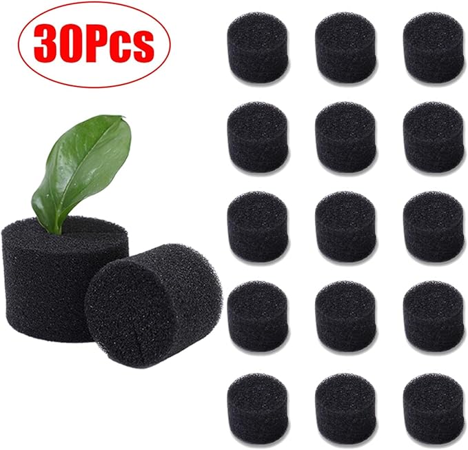 30Pcs Soilless Seedling Sponge Hydroponics Block Vegetables Nursery Pots for Greenhouse Seedling Plants Growth Garden Tools(32MM)