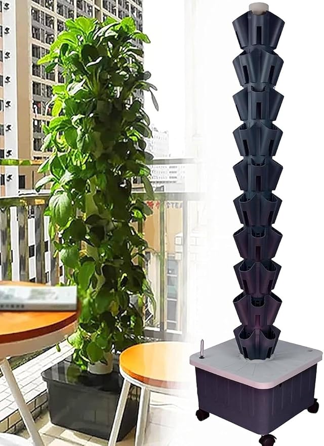 Plant Hydroponic GrowingIndoor Smart Garden KitHydroponics Growing Indoor Garden Vertical Garden Planter for Gardening LoverGrey-12floors