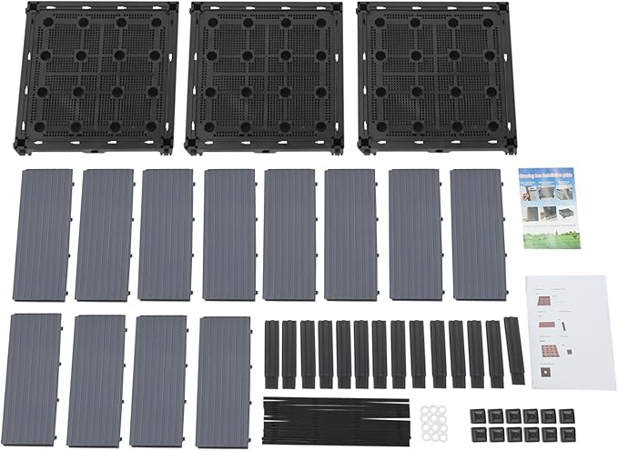 Planter Raised Beds Plastic Elevated Planter Box Boxes Modern Raised Garden Bed with Reinforced Support Rods for Vegetables Flowers Balcony Patio Gardening Black &amp Gray