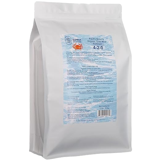 Organic Crab Meal Fertilizer 4-2-0 | 18% Calcium | Natural Soil Amendment for Garden Lawn and Flower Beds | Improves Soil Health &amp Boosts Plant Growth (5 Pounds)