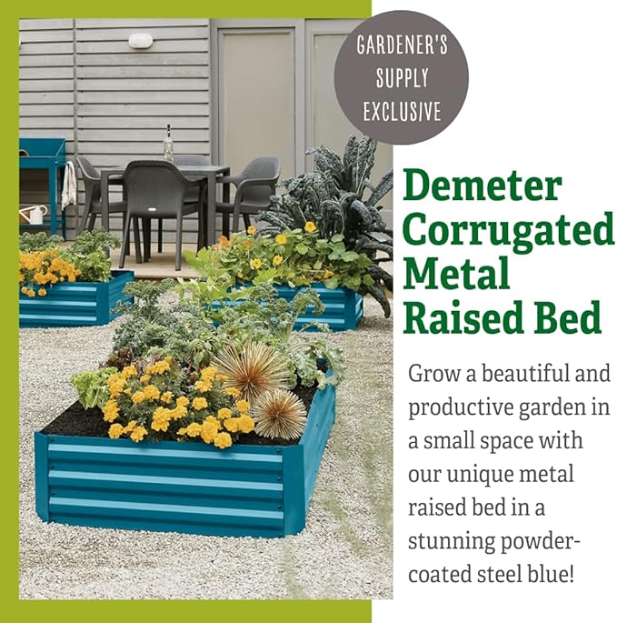 Gardener's Supply Company Metal Raised Garden Bed | Sturdy Corrugated Galvanized Steel Outdoor Planter Box Extra Deep for Rooted Plants Herbs &amp Vegetables | 34 W x 68 L x 12 H