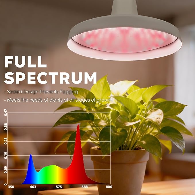 Hanging Grow Lights for Indoor Plants 30W Full Spectrum with Timer and 16.4FT Power Cord Pendant Plant Lights for Indoor Growing Large Tall Plant Garden Flowers Greenhouse