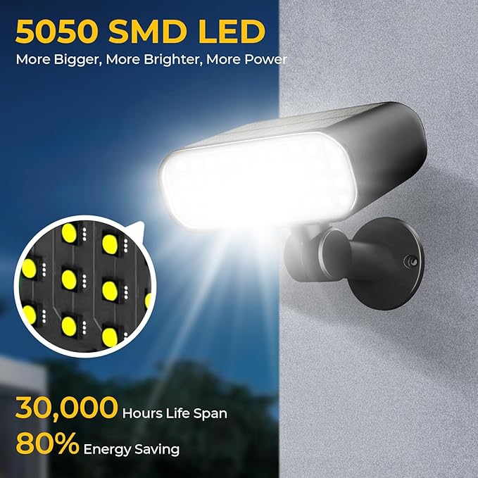 Solar Lights Outdoor 3 Modes Motion Sensor Wall Light Fixtures with Super Bright 5050 SMD LEDs / 180°Adjustable Security Lights Outdoor IP67 Waterproof for Garden Patio Yard 2 Pack
