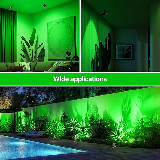 Green Outdoor LED Spot Lights for Yard &amp Garden – 12W Landscape Lighting Christmas &amp Holiday Decor Adjustable Beam4Pack