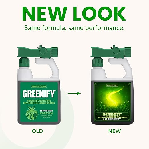 Humboldts Secret Greenify | 12-0-0 Nitrogen &amp 6% Iron Liquid Lawn Fertilizer | Concentrated Fertilizer Spray - Liquid Nitrogen Fertilizer - Chelated Iron Fertilizer Liquid Iron for Lawn | 32 oz