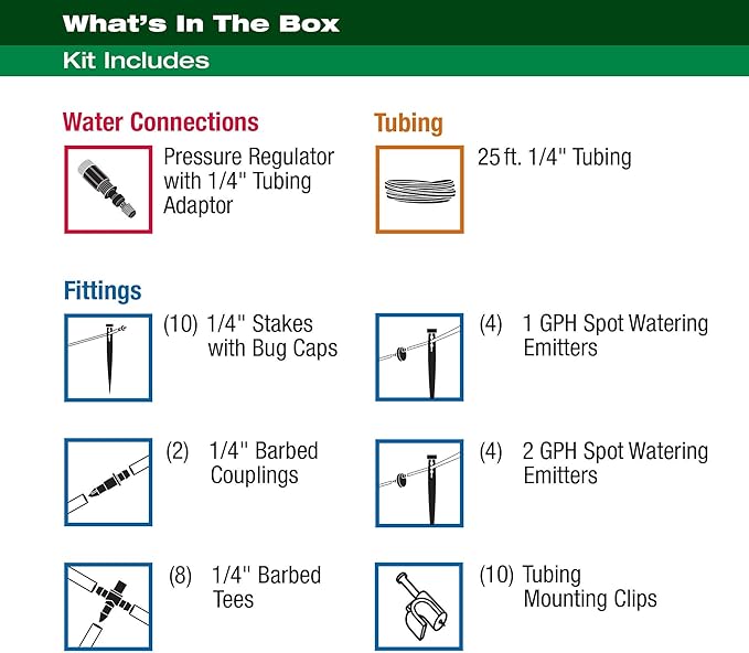 Rain Bird PATIOKIT Drip Irrigation Patio Watering Kit Connects to Faucet 1/4 Drip Tubing