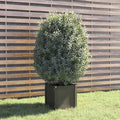 Grey Solid Pinewood Planter 15.7 inch Medium Cubic Decorative Inlays Outdoor Garden Bed Weather-Resistant for Patio Balcony Terrace
