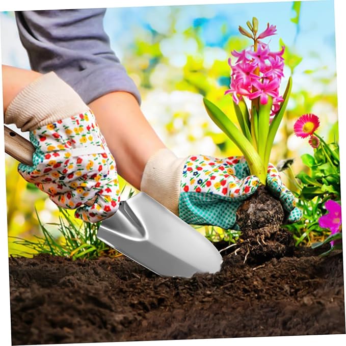 Stainless Steel Garden Tools Set with Smooth Wooden Handles Gardening Hand Tool Kit for Men and Women Rust-Resistant Shovels for Comfortable Outdoor Planting and Digging