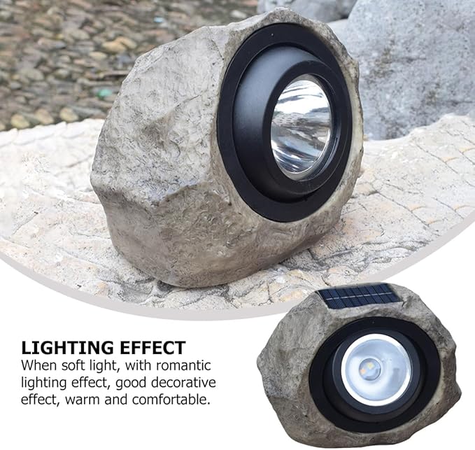 Solar Stone Lamp Outdoor Yard Light with Adjustable White and Warm Light Simulated Rock Spotlight for Garden Lawn Patio Décor 1pcs Solar Powered Landscape Lighting