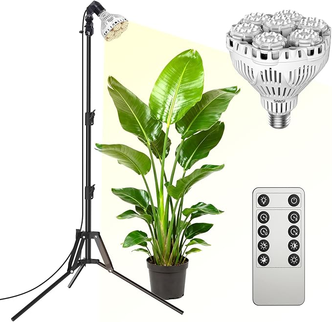 SANSI Standing Grow Lights for Indoor Plants 40W Plant Lights for Indoor Growing Full Spectrum(600W Equiv) Tripod Adjustable 30-55 Plant Lamp with 4-Level Dimmable Auto On Off 4 8 12 Hrs Timer