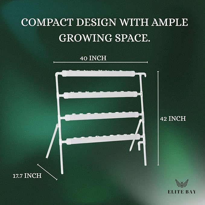 36-Pod Hydroponic Plant Growing System – PVC Vertical Soilless Indoor/Outdoor Garden Kit | White Tower with 36 Baskets Sponges AU/US Plug &amp Soft Tube | Ideal for Home Gardening