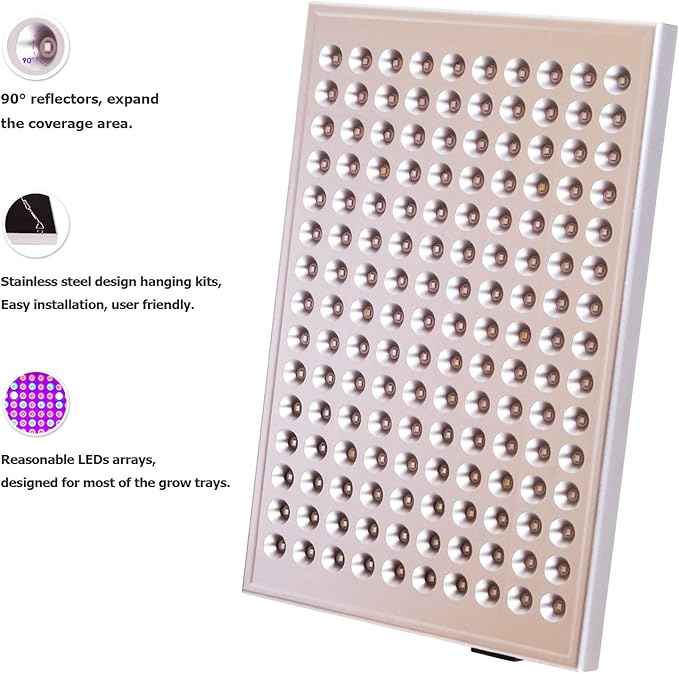 Diboys LED Grow Light for Indoor Plants 45W Plant Lights Full Spectrum Panel Grow Light for Seedlings Succulents Micro Greens Vegetable and Flower 2 Pack
