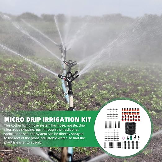 Automatic Drip Irrigation Kit with Micro Drip Emitters for Garden and Outdoor Plants 15m DIY Watering System for Lawn Greenhouse and Patio Irrigation