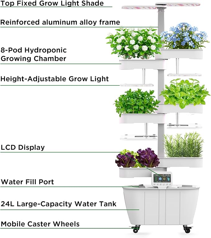 Hydroponics Growing System Kit48 Pods Large Indoor Hydroponic Herb Garden with Smart LED Grow Light Auto Circulating Water Pump24L Water TankAPP &amp WiFi ControlledGardening Systems for Ideal G