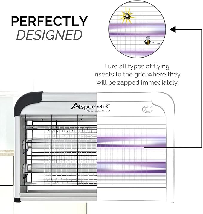 ASPECTEK Insect Killer Bug Zapper Powerful 20W Electronic Indoor Fly Zapper for Mosquito Fungus Gnat Asian Beetle Moth Flying Pests - Indoor Use Includes 2-Pack Replacement Bulbs