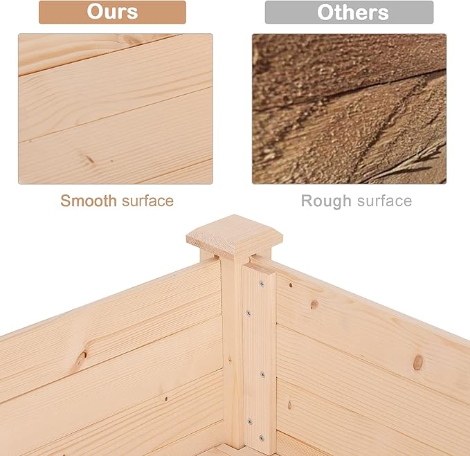 Outsunny Raised Garden Bed with Legs 48 x 22 x 30 Elevated Wooden Planter Box Self-Draining with Bed Liner for Vegetables Herbs and Flowers Backyard Patio Balcony Use Natural