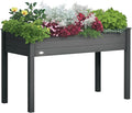 Outsunny Raised Garden Bed with Legs 48 x 22 x 30 Elevated Wooden Planter Box Self-Draining with Bed Liner for Vegetables Herbs and Flowers Backyard Patio Balcony Use Dark Gray