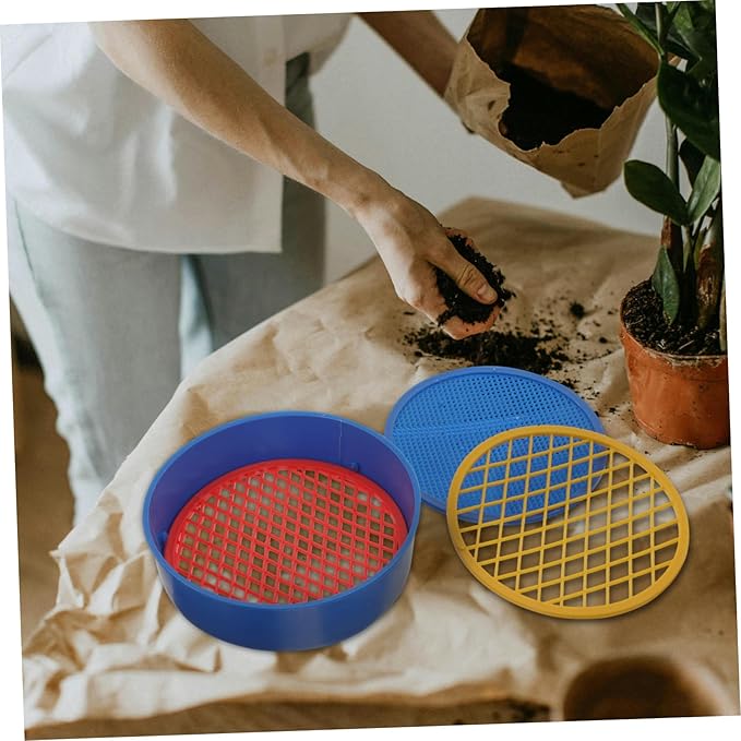 BESPORTBLE 9sets Plastic Soil Sifter Gardening Sieve Tool Uniform Mesh for Separation Tool for Planting and Soil Preparation