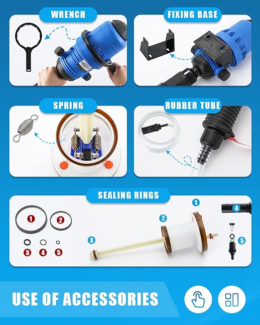 NEWTRY 1:250 to 1:25 Fertilizer Injector for Drip Irrigation Adjustable Water Powered Dosing Pump 3/4 NPT