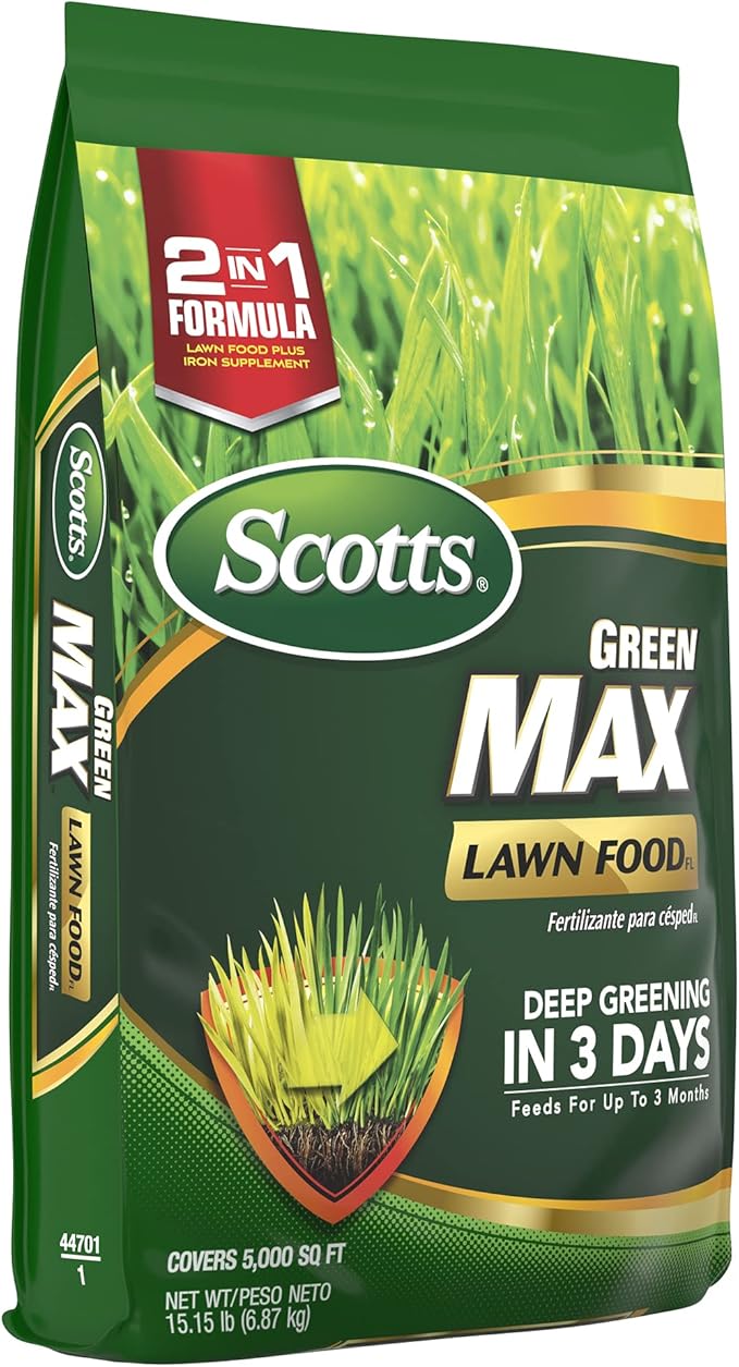 Scotts Green Max Lawn FoodFL Lawn Fertilizer Plus Iron Supplement for Greener Grass 5000 sq. ft. 15.15 lbs.