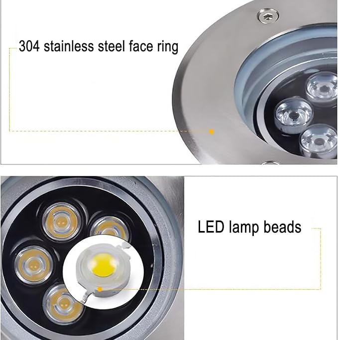 Outdoor Buried Lights - LED Landscape Lamp AC 24V Low Voltage Recessed Spotlight 15° Adjustable Angle Floor Lamp IP67 Waterproof Ground Light Garden CourtyaRed-9W
