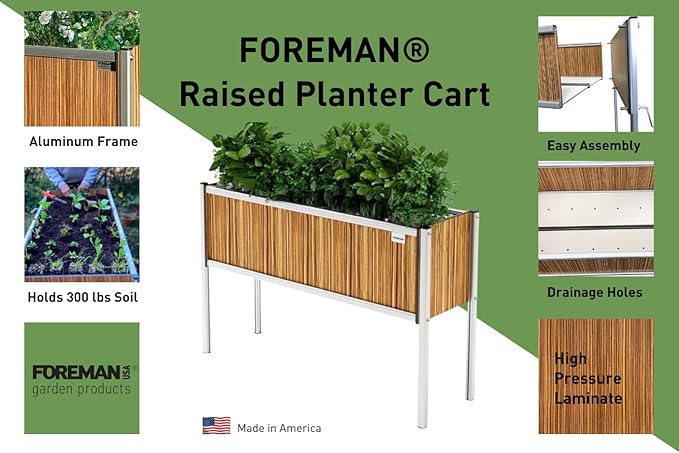 Foreman Raised Garden Bed with Legs- Outdoor Garden Box- 36”Lx12”Wx25”H Elevated Planter Box for Backyard Patio Balcony Zebrano