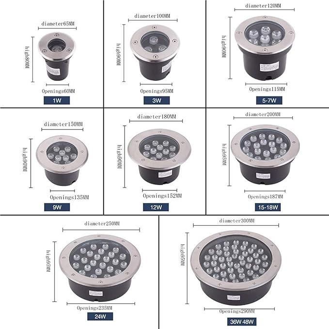 LED Buried Landscape Lights - Outdoor Beam Spotlight 85-265V Embedded Buried Lamp IP67 Waterproof Staircase Floor Aisle Illumination Stainless Steel Lights(Red24W)