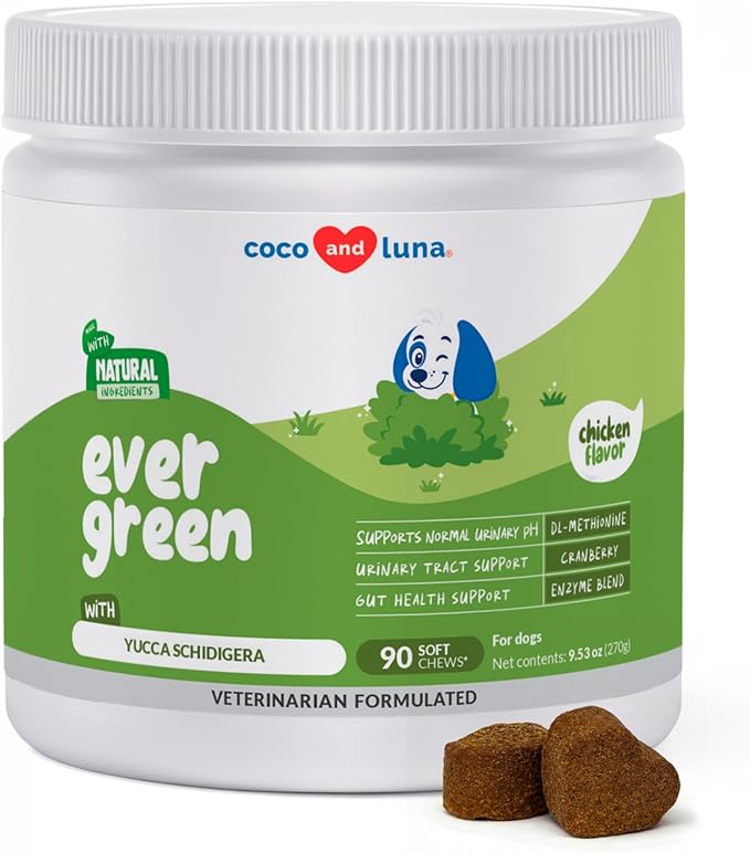 Grass Burn Spot Soft Chews - Pee Grass Spot Saver Caused by Dog Urine - Dog Urine Neutralizer for Lawn with Canine Enzyme Blend Probiotics and Cranberry.
