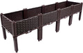 DYRABREST 4-Piece Raised Garden Bed Kit Large Vegetable Planter Boxes with Drainage Holes Elevated Garden Beds for Outdoor/Indoor Vegetables Herbs Flowers 61x15x15 Inches Brown