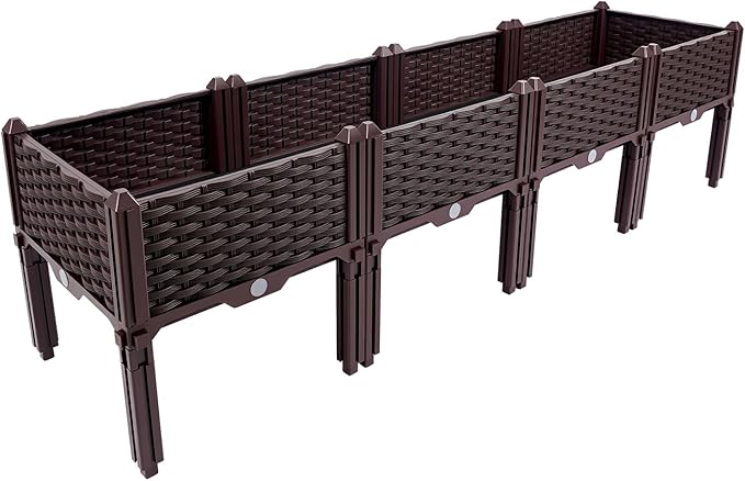 Planter Raised Beds 4-Raised Raised Planter Box with Legs Raised Garden Beds Outdoor Planter Box Flower Bed Convenient Additions for Plants Vegetables Flowers 61.41x14.96x15.35in
