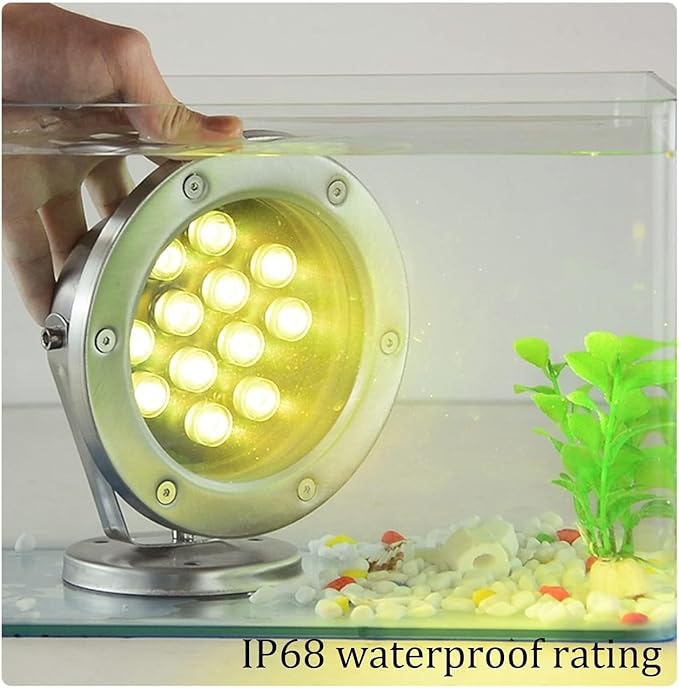 Submersible LED Pond Lights - IP68 Waterproof Stainless Steel Spotlights 24V Middle Hole Pool Lights for Fountain/Landscape Decoration