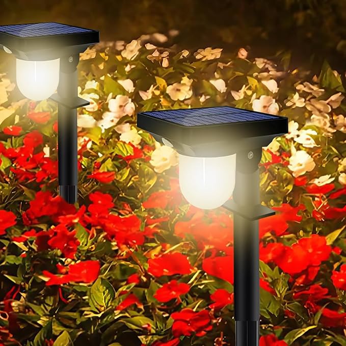 S NMT Solar Landscape Spotlight 4 Pack IP65 Waterproof Outdoor Garden Solar Powered Pathway Light Motion Sensor Path Lighting for Yard Patio Pathway