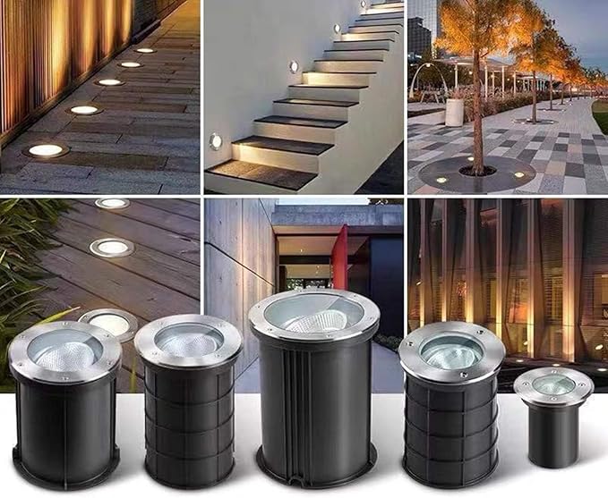 LED Spotlight - Adjustable Lighting Angle Outdoor Recessed Lights 85-265V AC Buried Lights IP67 Waterproof COB LED Underground Light Garden Patio Lawn Lighting(Green15w)