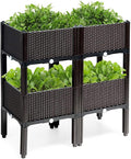 LDAILY LUARANE Raised Garden Bed Kit Outdoor Plastic Planter Box Set of 4 Elevated Garden Beds with Brackets Suitable for Garden Patio Balcony Dining Room