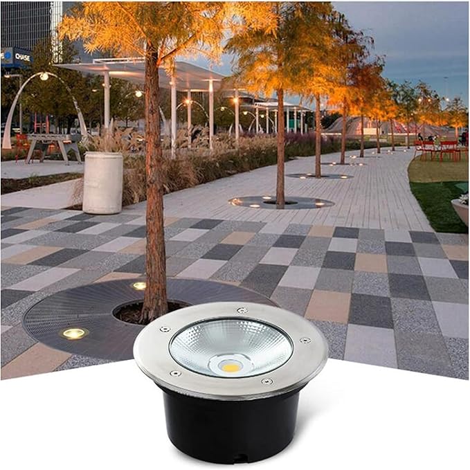 LED COB Underground Path Light Round Landscape In-ground Lights IP65 Waterproof Spotlight for Yard Garden Driveway Deck Porch Pathway(Warm White15W-24V)