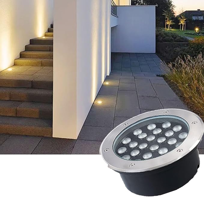 Underground Light LED - Round Ground Lighting Path Light 110vV AC IP67 Waterproof Recessed Spotlight Garden Landscape Courtyard Underground Lights Floor Lamp for Lawn/Terrace/Garden