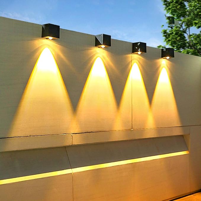 Solar Fence Lights 3 PackLed Lighting Waterproof Graden Lights Solar Wall Lamps Outdoor Wall Washer Landscape SpotlightLanterns for House WallPorchGardenYard Patio