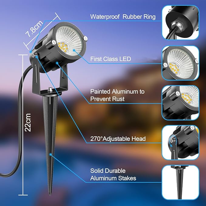 15W Low Voltage Landscape Lights LEDVIE 12 Pack LED Landscape Lighting Outdoor 12V Warm White LED Landscape Light Waterproof Garden Pathway Lights Wall Tree Flag Spotlight with Spike Stand