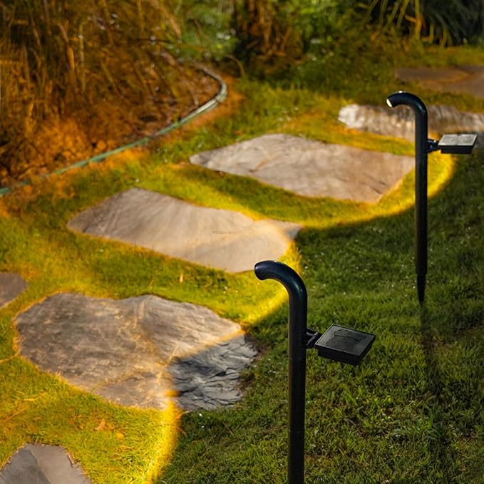 Asixxsix 2Pcs Solar SpotLights 23.2inch Outdoor Solar Lights Smart Light Sensor Solar Spotlight for Outside Landscape Yard Garden House Garage Pathway (White Lighting)
