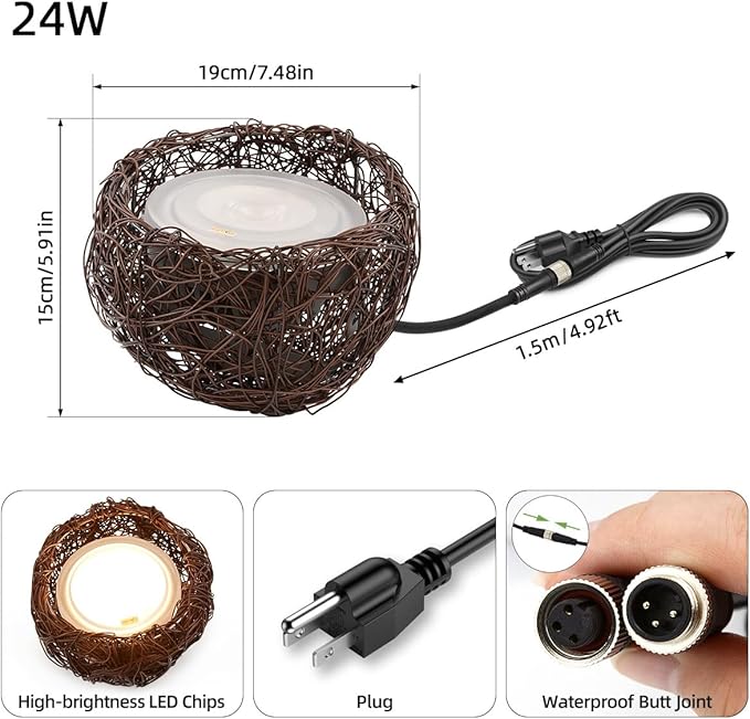 Bird's Nest Landscape Spotlight Simulated Bird's Nest Lamp Aluminum Material Durable Outdoor Use 110V Waterproof Landscape Garden Light for Courtyard and Garden Tree Lighting