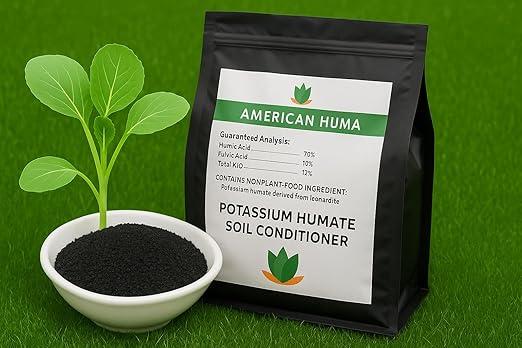 American HUMA 2.2 Pound Soluble Potassium Humate and Humic Acid Natural Fertilizer Powder - Potassium Humates - Natural Humus