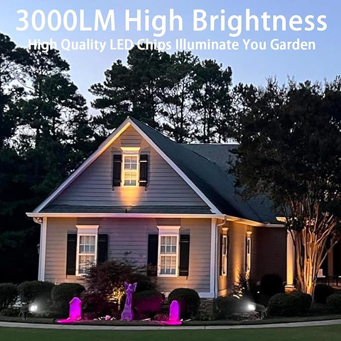 30W Outdoor Spot Lights Dusk to Dawn 120V Outdoor LED Spotlight Plug in with Photocell Sensor 5000K Waterproof Bright Flag Pole Light for Yard Tree Garden Landscape Lighting with Stake 6FT Cord