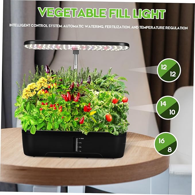 VANZACK 1Set Hydroponics Growing System Indoor Garden Kit with Intelligent Control Multi Porous Design Space Saving for Home Use Includes Supplementary Light for Healthy Plant Growth