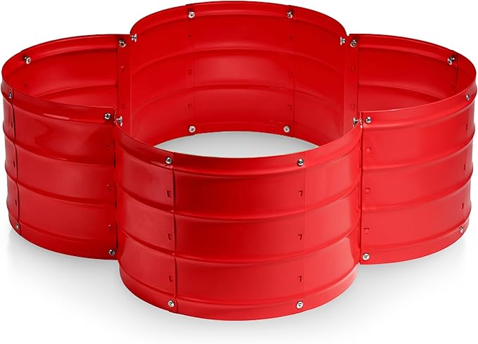 Plant &amp Plot Galvanized Raised Garden Beds Outdoor // 3×3×1 ft Planter Raised Beds for Gardening Vegetables Flowers // Large Metal Garden Box (Red) // Patented Tool-Free Design