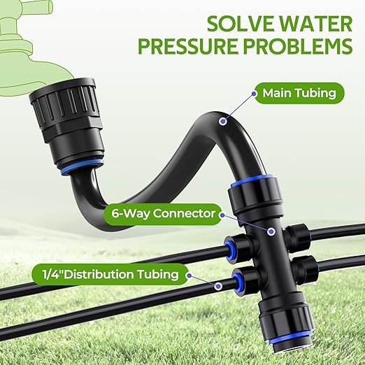 HIRALIY 50FT Drip Irrigation Kit with Garden Water Timer-2 Zone Automatic Garden Watering System for Raised Bed Quick Connect Design Irrigation System for Plant Patio
