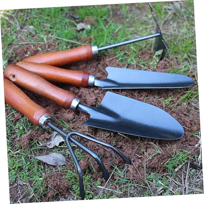 4pcs Mini Garden Tool Set Sturdy Iron Shovel and Spade Handle for Planting Transplanting and Weeding Gardening Equipment for Plant