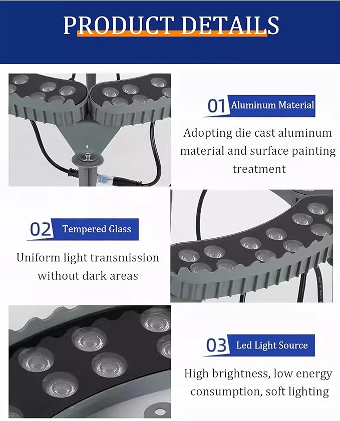 Palm Tree Lights 90-260V/DC24V LED Tree Uplights Die-cast Aluminum Hugger LightsOutdoor for Villa Garden Landscape Lighting(Warm2 lamp Heads)